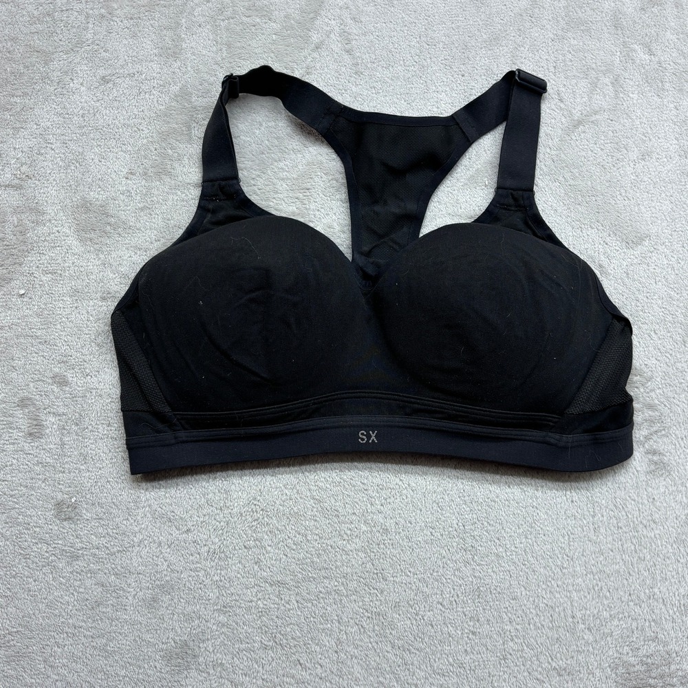 Victoria's Secret Sports Bra Women's 34C Black Racerback High Impact Molded Gym